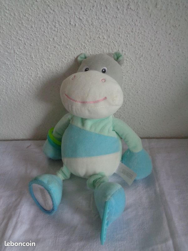 Peluche Hippopotame Beige Bandana - 22 Cm Histoire D'Ours