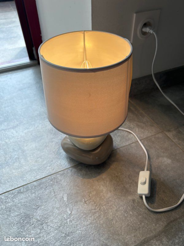 Lampe à poser céramique galets esprit zen — H 29 cm (image 2)