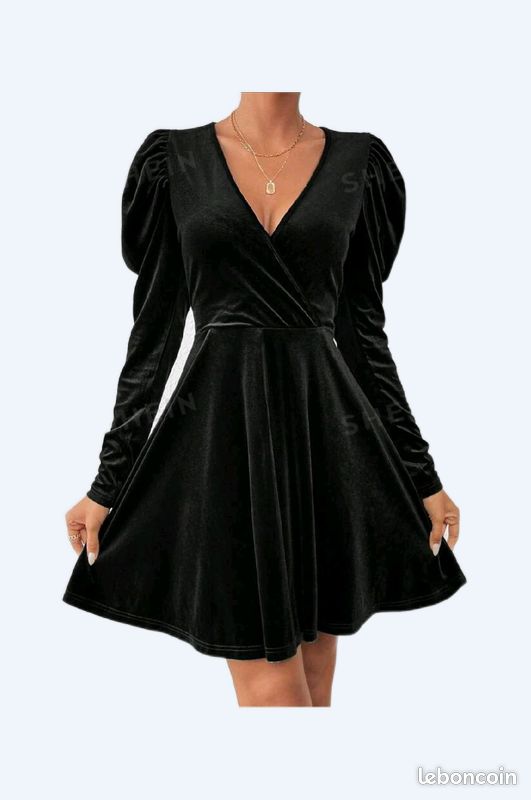 Velours Robe De Hiver Robe De Soirée En Velours Noir Femme