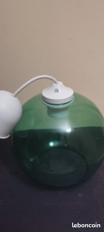 Lustre rond en verre vert clair (image 1)