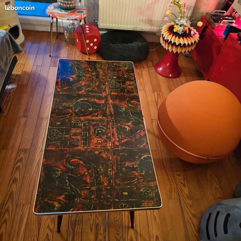 Table basse vintage année 60 pieds compas (image 8)