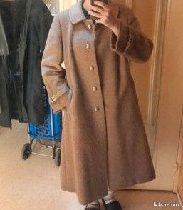 Manteau Femme Vintage KEM En Laine Lama - Taille 42 (FR 36) - Fabriqué En France, Couleur Grise - Occasion En Très Bon état