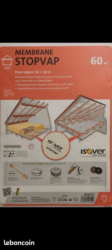 membrane stop vap Membrane stopvap isover - rouleau 40,00x1,50 main image 1
