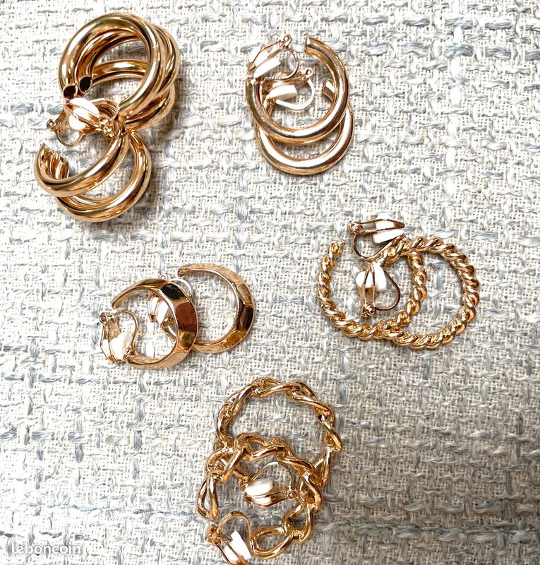 Boucles D'oreilles Créoles Rondes Orange Et Vert – Neuf Sans Emballage, Fermoir Clip !