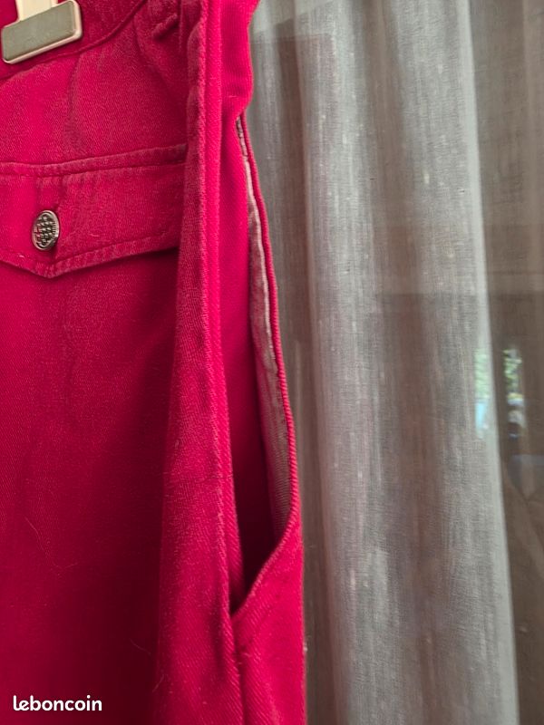 Pantalon rouge taille 44 en coton épais avec des grandes poches (image 4)