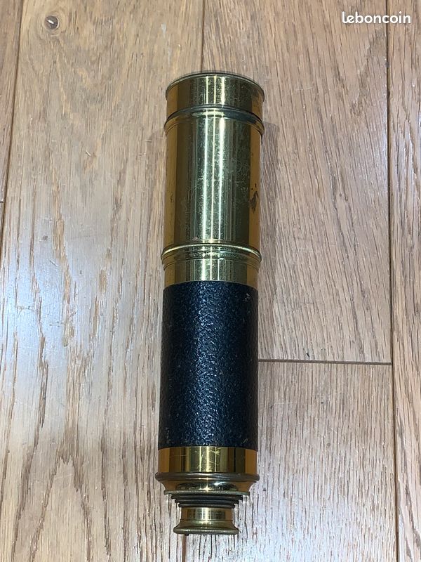 Longue vue marine laiton cuir télescopique 5 corps pliée 27cms dépliée 90cms (image 4)