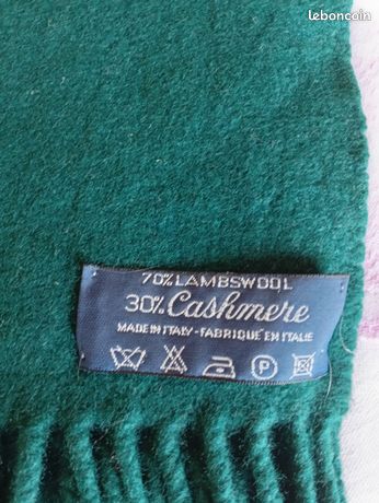 Écharpe Cachemire 100% Vert Sapin/bleu Marine - Unisexe, Faite En Angleterre - Neuve Avec étiquette