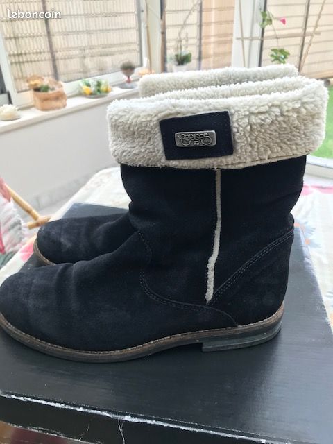 Bottines Le Temps Des Cerises - Nubuck Noir Fourré - Taille 39 - Occasion Excellent état