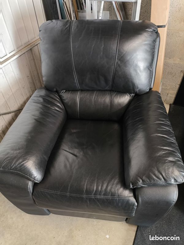 Ensemble Canape 3 places en cuir + fauteuil en cuir (image 2)