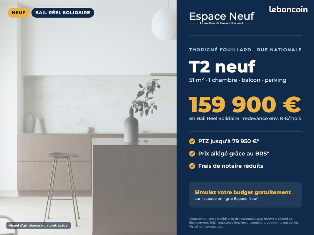 Appartement 2 pièces 51 m² · à Thorigné-Fouillard · 51 m² · 159 900 €