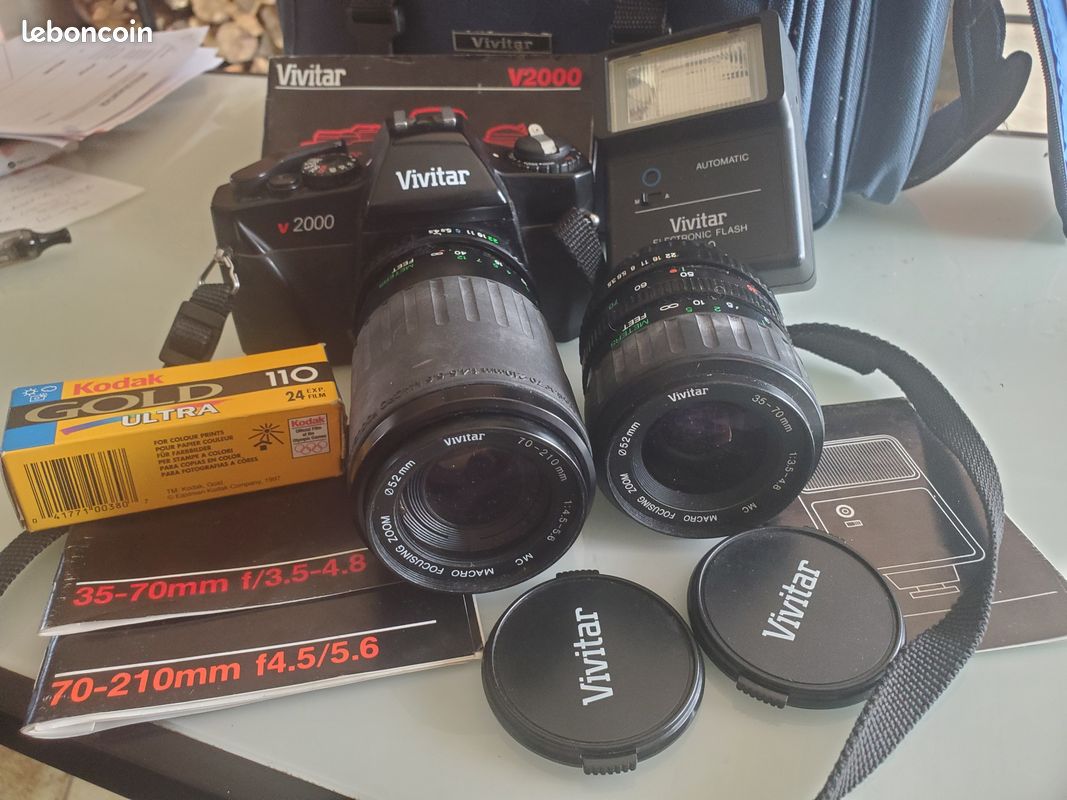 Lot Appareil Photo Argentique Vivitar V2000 + Objectif Zoom 35-70mm 1:3.5 4.8 - Occasion