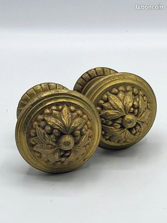 Lot De 4 Embrasses De Rideaux Anciennes – Laiton Doré, Décor Nœuds, 17x12 Cm