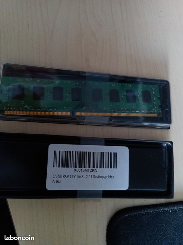 2 barrettes de RAM Crucial 4GO DDR3 1600 mhz CL11 (image 1)