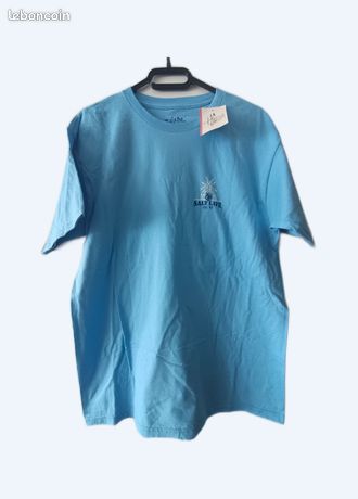 T-shirt Salt Life Homme Taille M - Manches Courtes Bleu Motif Crâne Et Cannes à Pêche