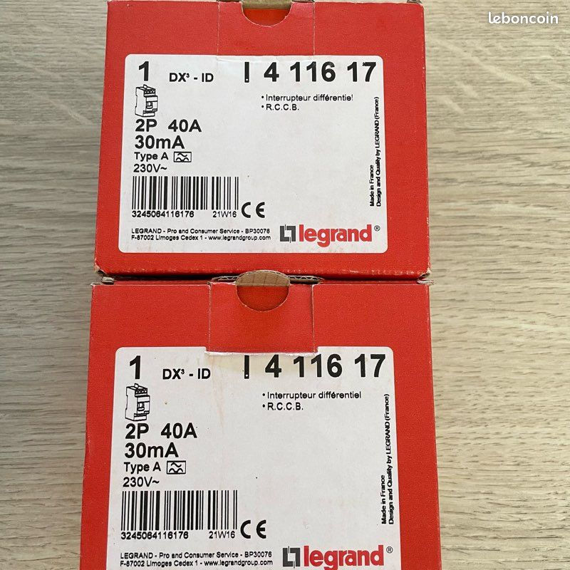 Interrupteur Différentiel Legrand DX3 40A 30mA Type A 230V - Référence 411617 - NEUF - Pour Tableau électrique