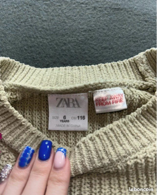 Pull Maille Côtelée Zara - Vert Amande - 6 Ans (116 cm) (image 3)