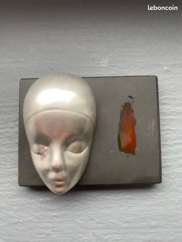 Pendentif Argent 925 Masque Africain Vintage - 43x28mm Sans Bélière - Occasion