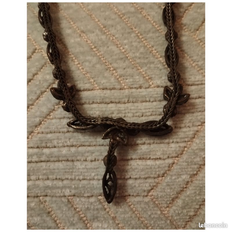 Collier Lia Sophia Jigsaw - Argent, Noir & Marron - Longueur 17 Pouces - Neuf Avec étiquettes