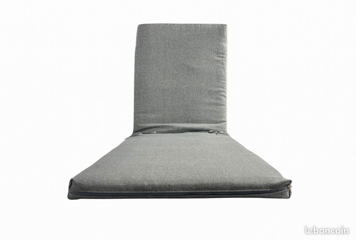 Coussin bain de soleil 185x55x5cm déhoussable coloris Gris Galet chiné (image 2)