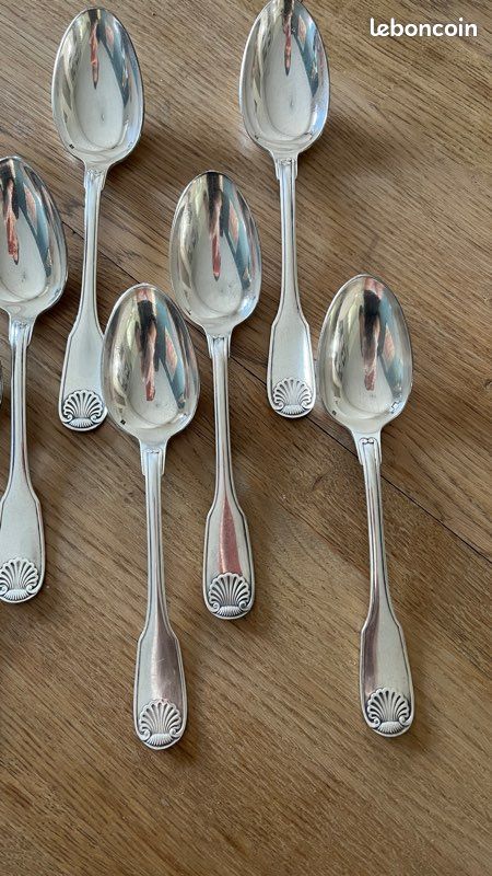 11 Cuillères à Soupe Métal Argenté Décor Coquille Orfèvre Christofle Modèle Vendome Vintage French Silver-plated Soup Spoons 20,6cm - Australia