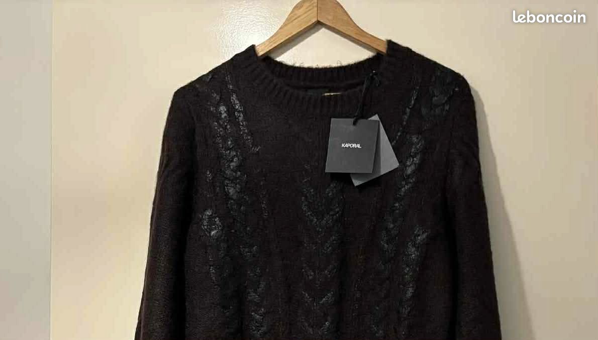 Robe Pull Femme Neuve Avec étiquettes - Taille XL (18-20), Noire, Manches Longues, Marque Solo