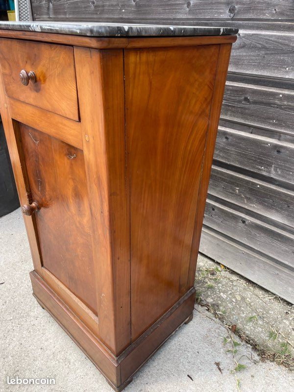 Chevet ancien Louis-Philippe en bois de rose avec plateau marbre (image 3)