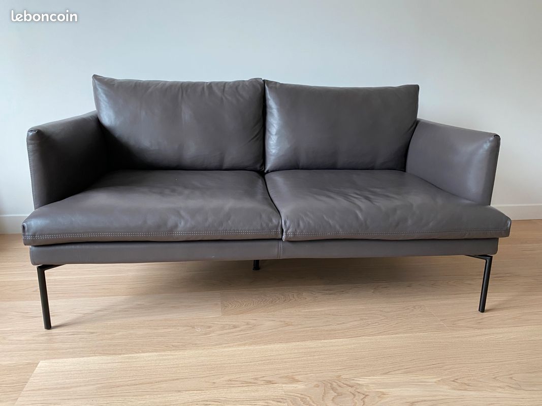 Vente canapé en cuir gris neuf (image 1)