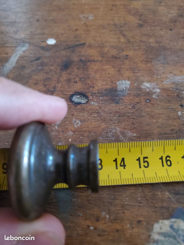 Lot de 3 boutons de meuble anciens en laiton massif – Ø 35 mm – Qualité lourde (image 5)