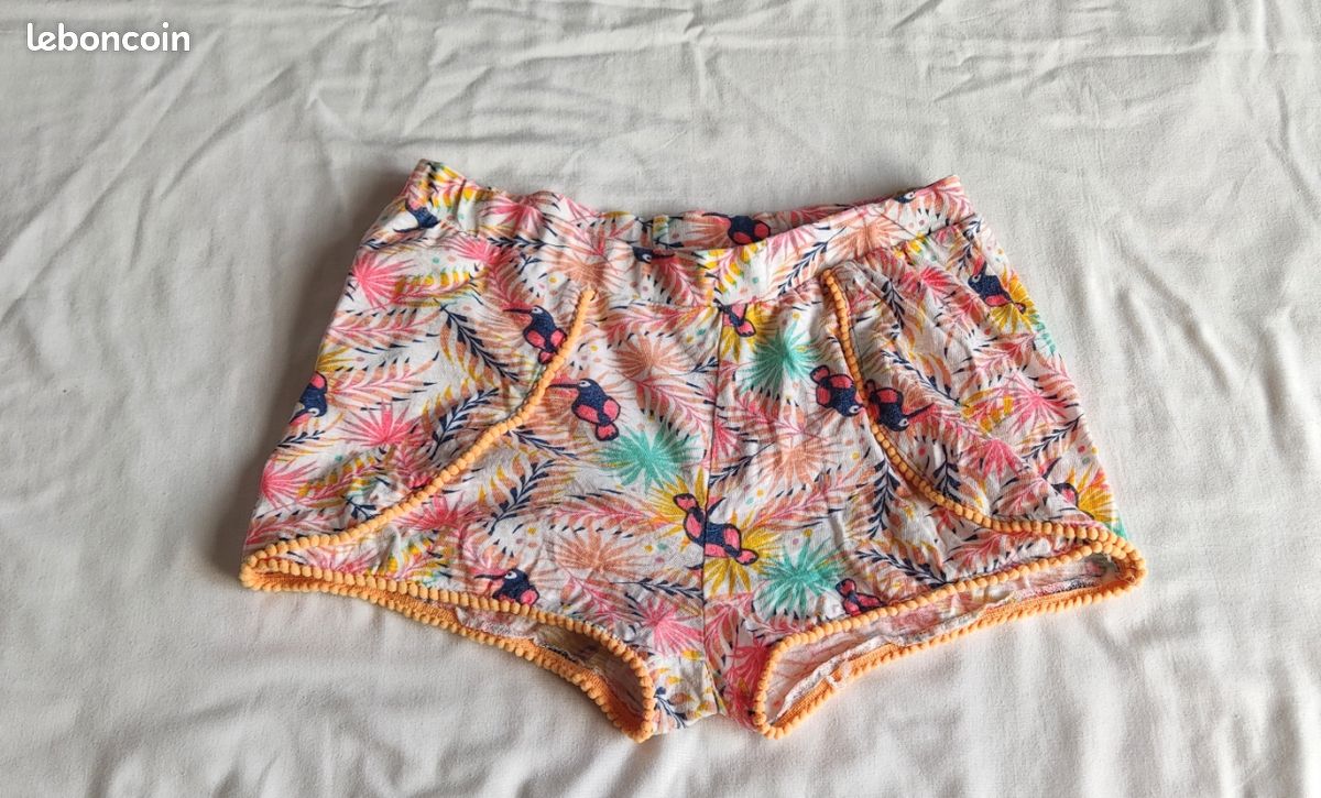 Short Bermuda Fleuri Taille 12 Ans - Rose, Pour Fille, Occasion En Parfait état