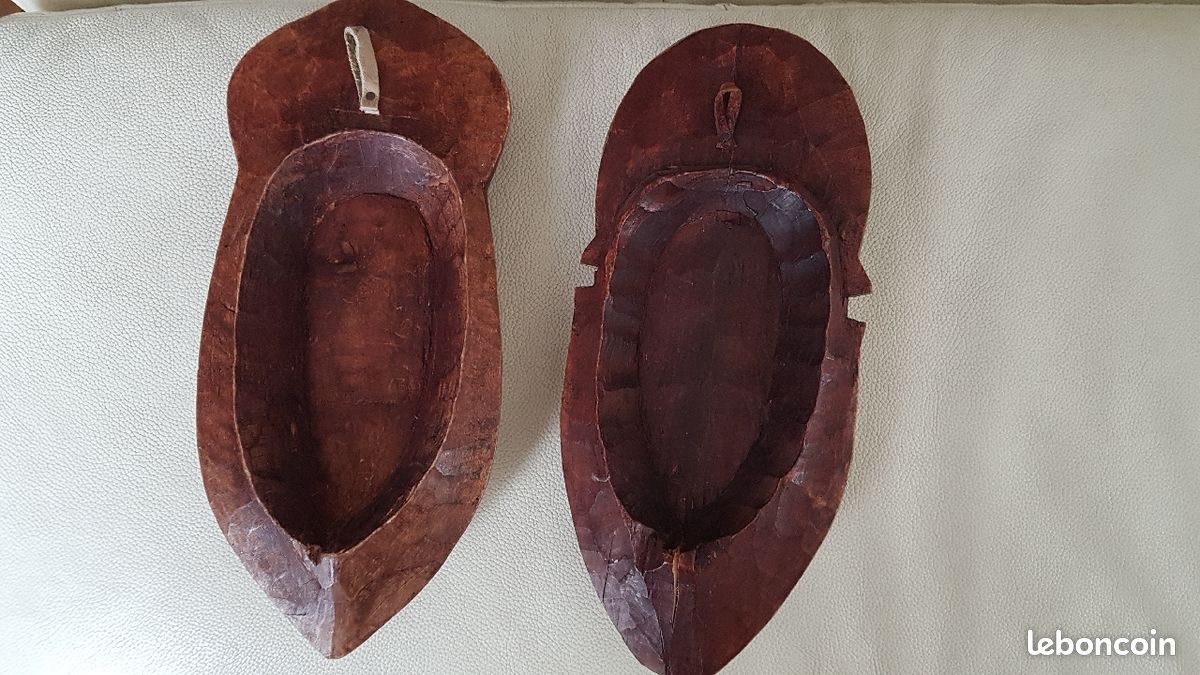 Lot 2 masques africains sculptés en bois (image 3)