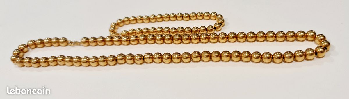 Collier Vintage Or 18k Maille Marseillaise Avec Billes Coulissantes - Occasion