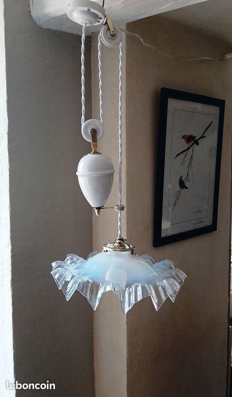 ANCIEN LUSTRE LAMPE Monte Et Baisse Piece En Porcelaine EUR 25,00 - FR