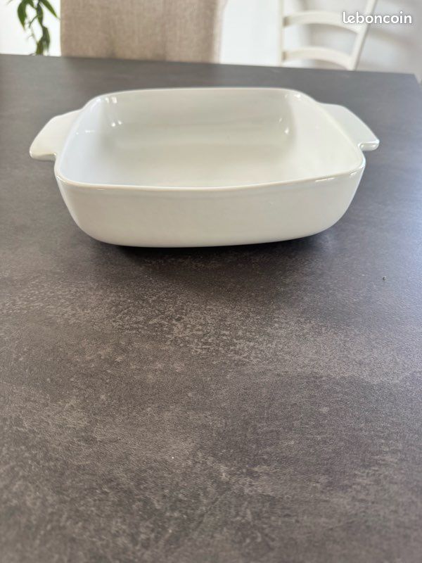 Petit Plat à Four En Céramique – Blanc, Rectangulaire, Occasion