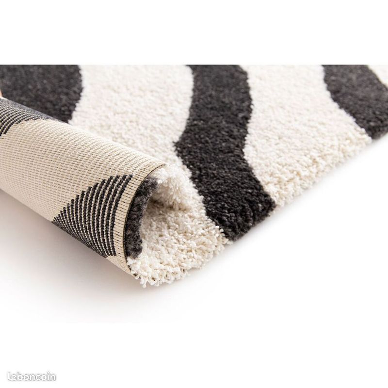Tapis moderne motif zèbre rectangle Aloee Noir 120x170 (image 4)