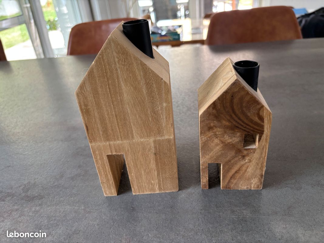 Porte bougies maison en bois (image 2)