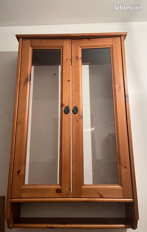 étagère murale vitrine en bois LEKSVIK IKEA (image 1)