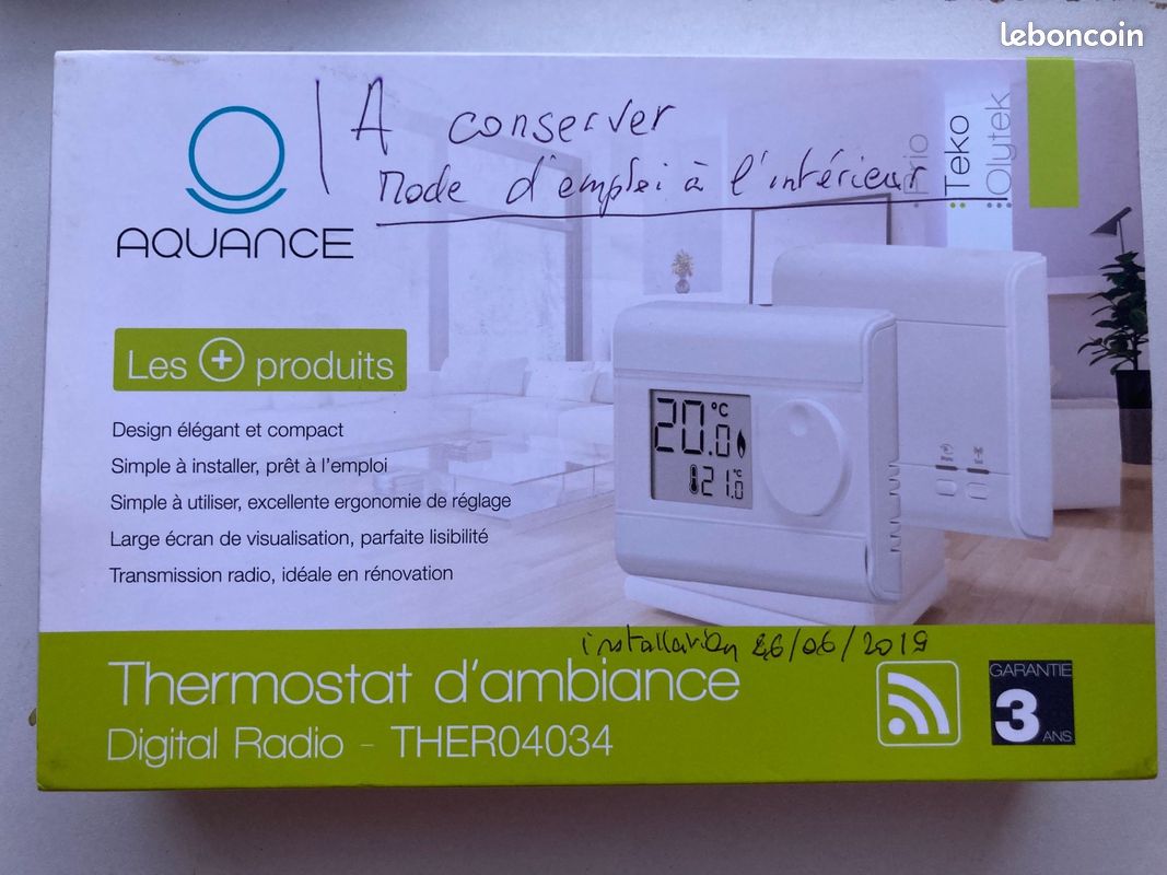 Thermostat d'ambiance radio fréquence Aquance THER04034 (image 1)