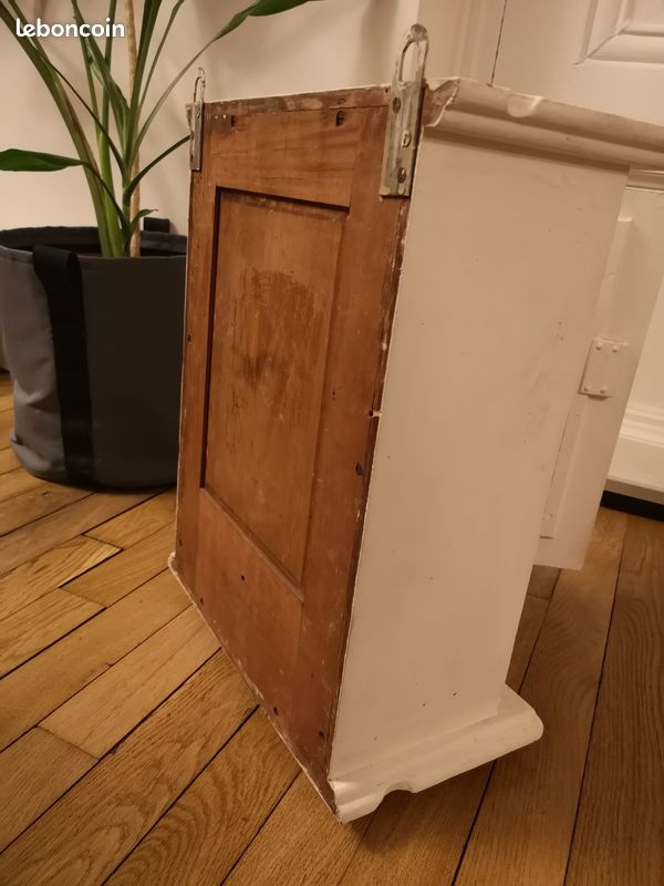 Petite armoire de toilette avec miroir ancienne en bois (image 4)