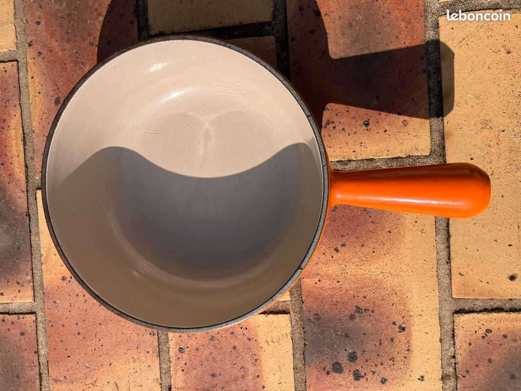 Le Creuset vintage caquelon en fonte émaillée paon bleu