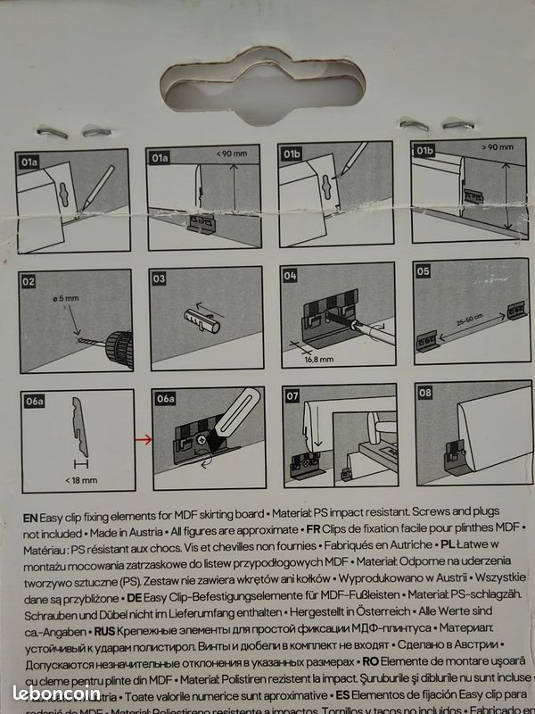 Clip fixation PVC plinthe 2 paquets (image 3)