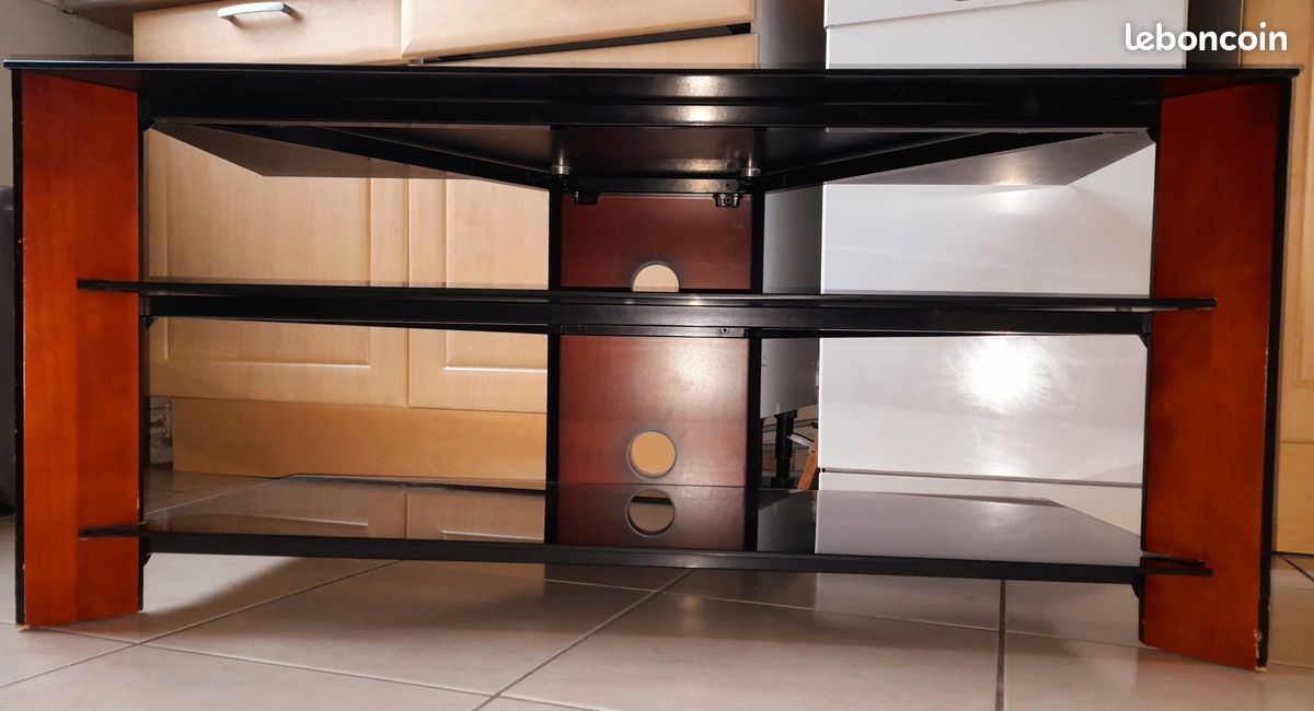 Meuble télé noir et bois Norstone (image 1)
