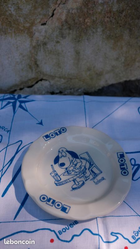 CENDRIER PUBLICITE LOTO LOTERIE GRIS ceramique de gien ashtray
