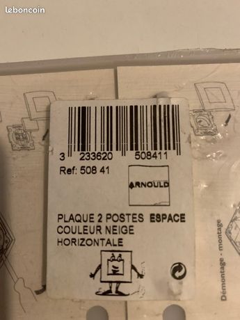 Plaque Double Arnould Effet NEIGE Horizontale - Entraxe 71mm, Pour Installation électrique