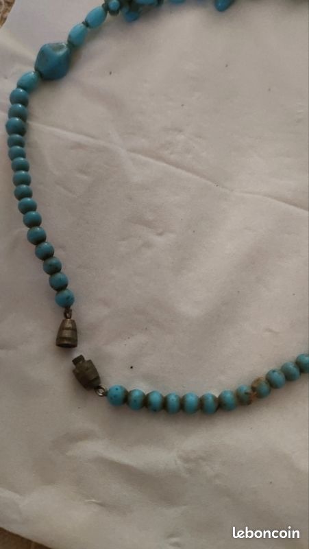 Collier Vintage Femme En Pierre Bleue Ancienne – Bijou Rétro Unique !