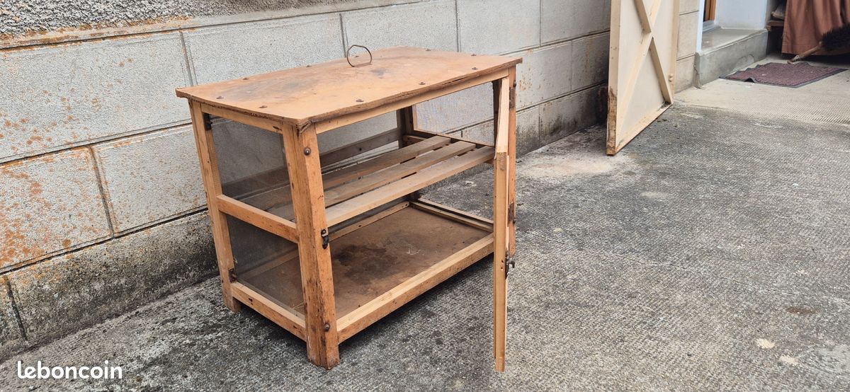 ANCIEN GARDE MANGER cage à fromage en bois et grillage cube de 20 cm 3