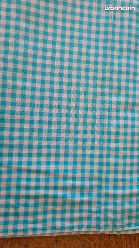 Lot De 2 Coupons De Tissu Vichy Bleu - Pour Confection Chaussures Ou Création - Coton - Neuf - Fabriqué En France