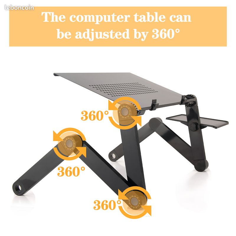 Support de Bureau Réglable pour Ordinateur Portable 40x26cm (image 2)