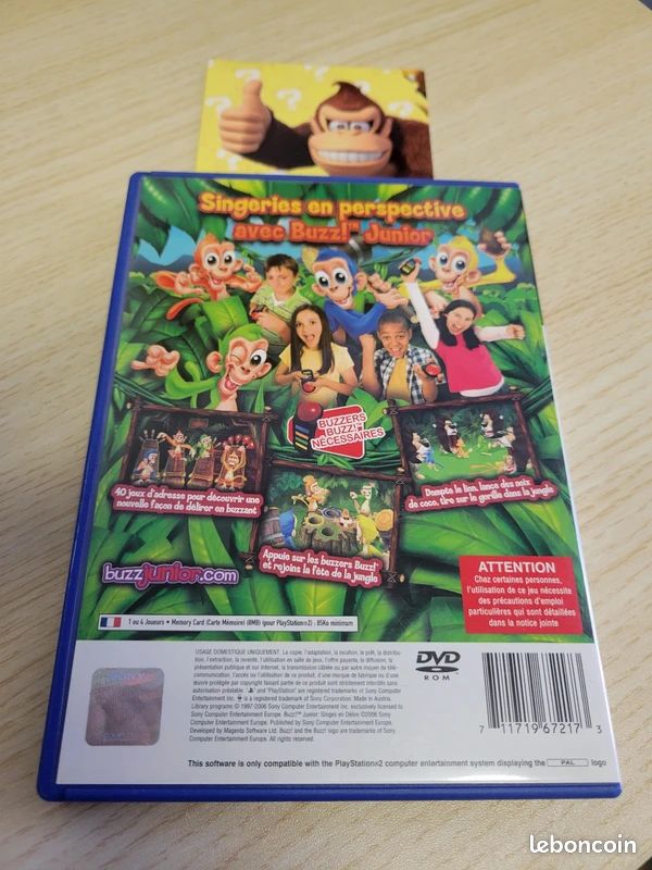 Jeu buzz junior singes en délire ps2 pal fr complet