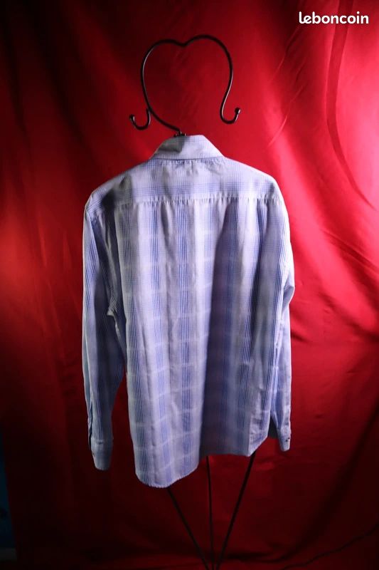 Chemise Homme Manches Longues Regular Fit Col Carreaux Chemise Habillées Stretch Tissu