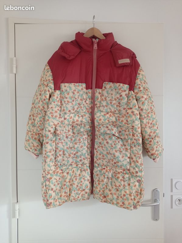 Veste à Capuche ZARA Fille – Taille 11/12 (152 Cm) – Bleu Marine & Rose Fleuri